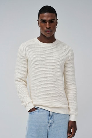 Pull regular - Écru - Blanc