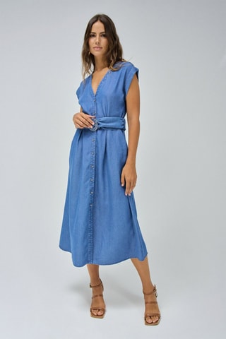 Robe chemise en jean - Bleu