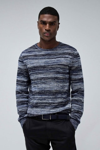Pull regular - Bleu - Noir, blanc et bleu