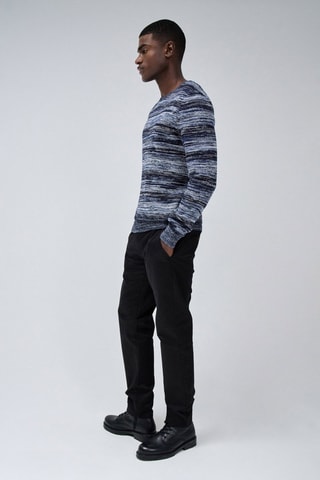 Pull regular - Bleu - Noir, blanc et bleu