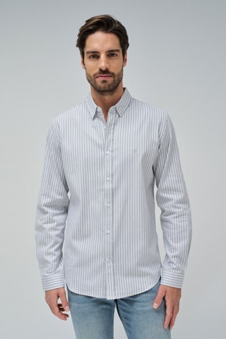 Chemise slim - Blanc et gris