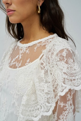 Blouse regular en dentelle - Blanc