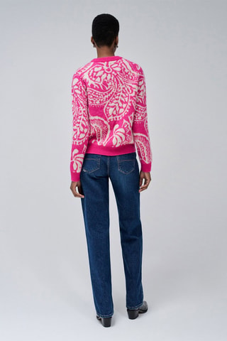 Pull regular en laine - Rose - Blanc et rose