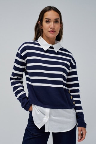 Sweat regular - Bleu et blanc