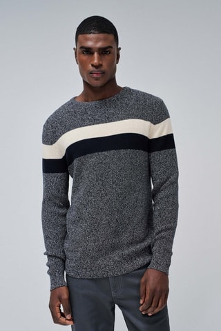 Pull regular - Gris - Blanc, noir et gris