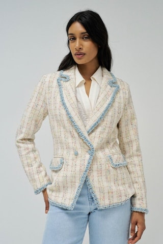 Veste slim en laine - Noir et écru - Blanc et noir
