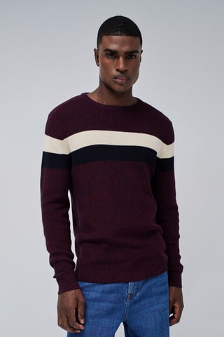 Pull regular - Bordeaux - Noir et rouge