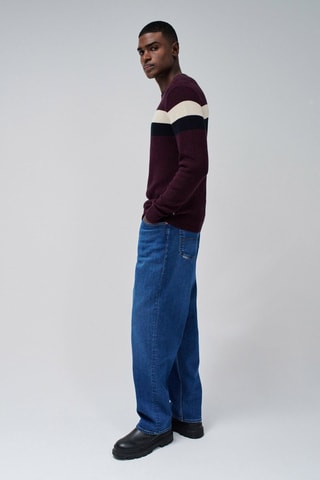 Pull regular - Bordeaux - Noir et rouge