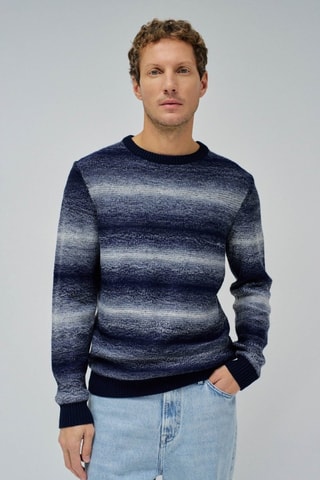 Pull regular - Bleu - Blanc, gris et bleu