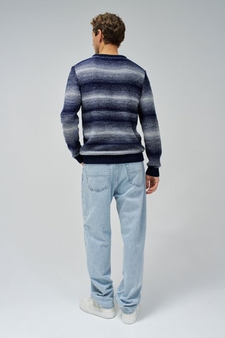Pull regular - Bleu - Blanc, gris et bleu