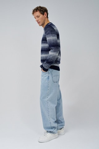 Pull regular - Bleu - Blanc, gris et bleu