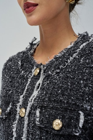 Veste regular en tweed - Gris - Noir, blanc et gris
