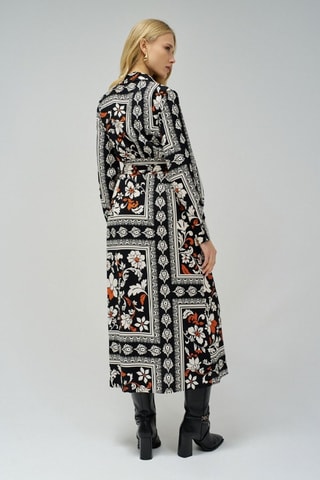 Robe chemise - Orange, blanc et noir