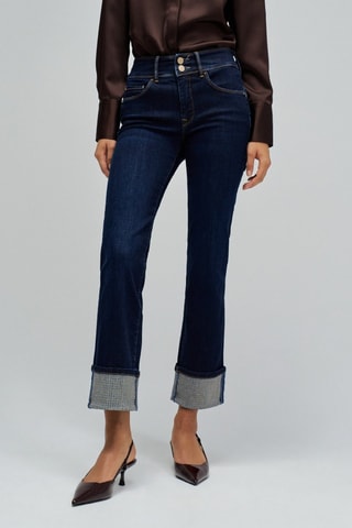 Jean straight taille haute - Bleu