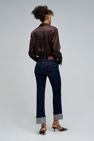 Jean straight taille haute - Bleu