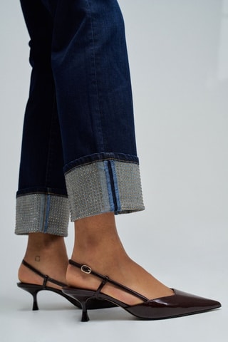 Jean straight taille haute - Bleu