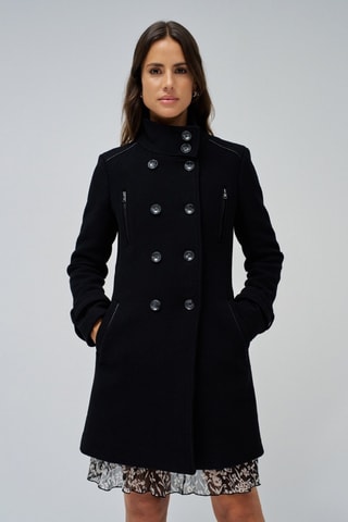 Manteau slim en laine - Noir