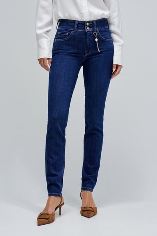 Jean skinny taille haute - Bleu