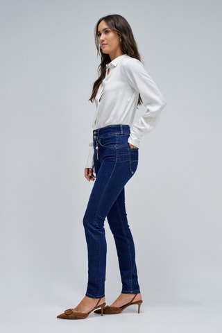 Jean skinny taille haute - Bleu