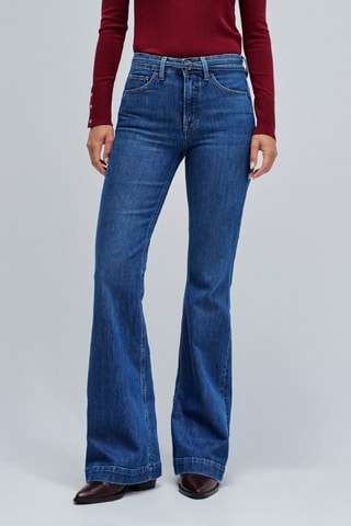 Jean flare taille haute - Bleu