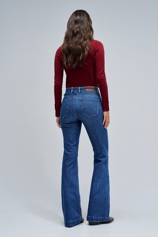 Jean flare taille haute - Bleu