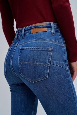 Jean flare taille haute - Bleu