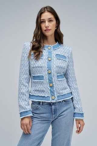 Veste bi-matière - Bleu clair