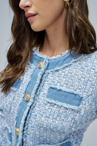 Veste bi-matière - Bleu clair