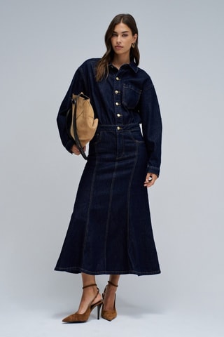 Robe longue en jean - Bleu foncé