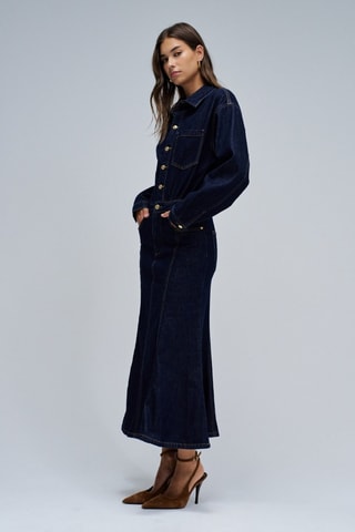 Robe longue en jean - Bleu foncé