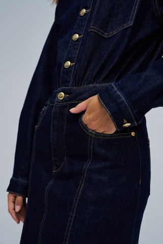 Robe longue en jean - Bleu foncé