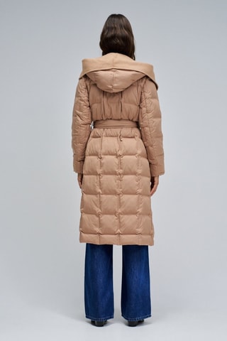 Doudoune longue à capuche - Beige