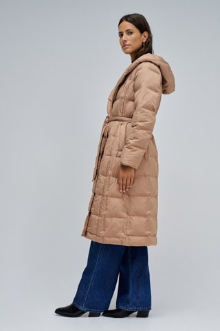 Doudoune longue à capuche - Beige