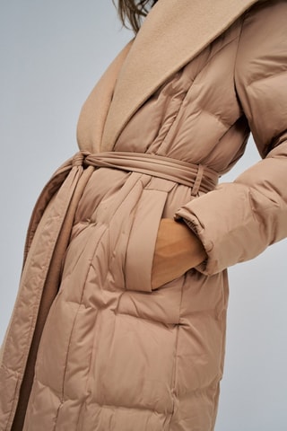 Doudoune longue à capuche - Beige