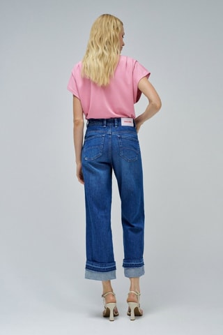 Jean straight 7/8 taille haute - Bleu