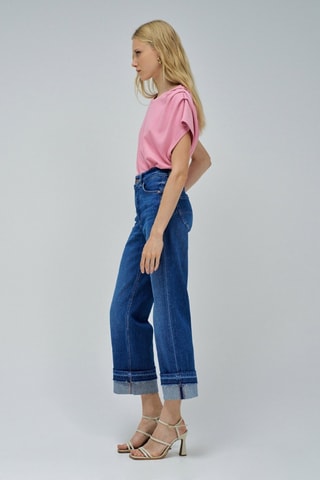 Jean straight 7/8 taille haute - Bleu