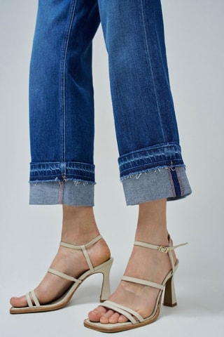 Jean straight 7/8 taille haute - Bleu