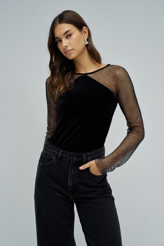 Top en velours - Noir