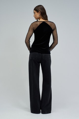 Top en velours - Noir