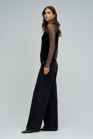 Top en velours - Noir