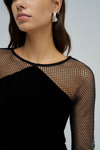 Top en velours - Noir