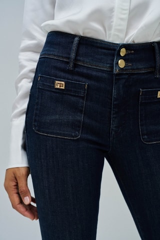 Jean bootcut taille haute - Bleu