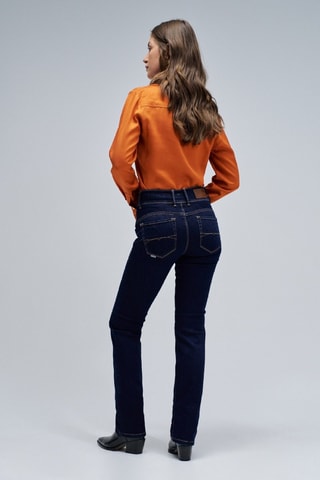 Jean straight taille haute - Bleu