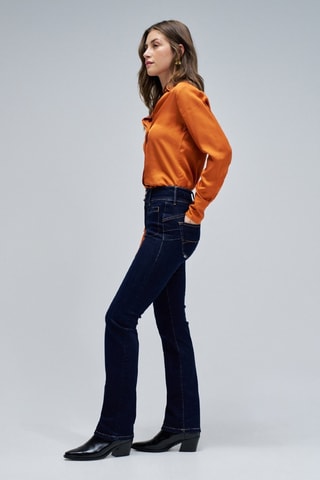 Jean straight taille haute - Bleu