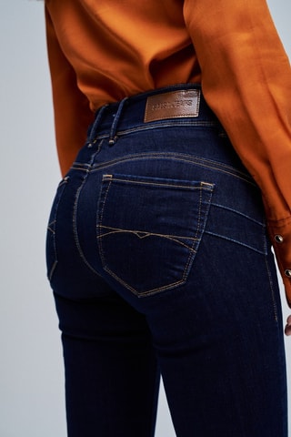 Jean straight taille haute - Bleu