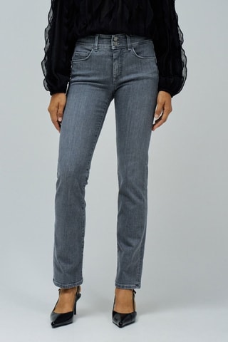 Jean straight taille haute - Gris