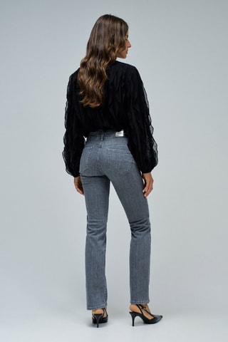 Jean straight taille haute - Gris
