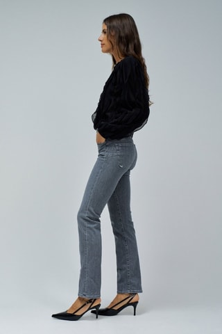 Jean straight taille haute - Gris