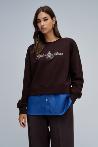Sweat trompe-l’œil - Marron foncé