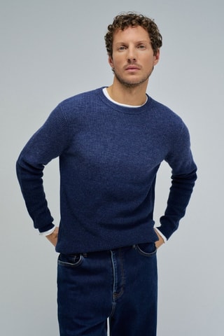 Pull dip and dye en laine - Bleu foncé